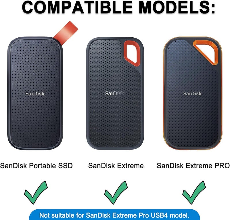 Lacdo حقيبة حمل صلبة لقرص SSD الخارجي SanDisk Extreme Pro/SanDisk Extreme بسعة 500GB 1TB 2TB 4TB 8TB USB-C مضادة للصدمات ومقاومة للماء - Image 2